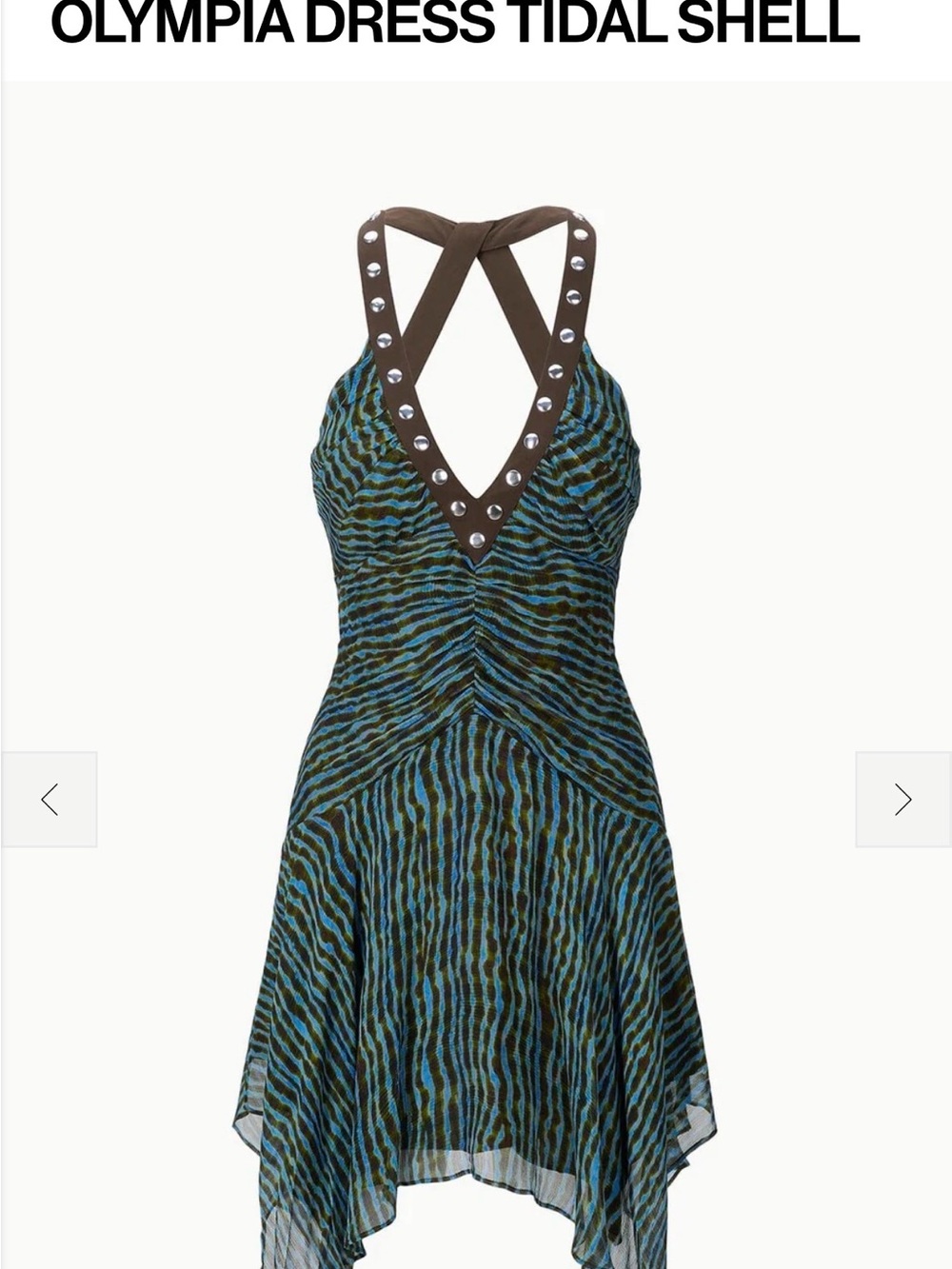 Staud Olympia Tidal Dress Shell - Blue Green Zebra Halter Dress - Brand New